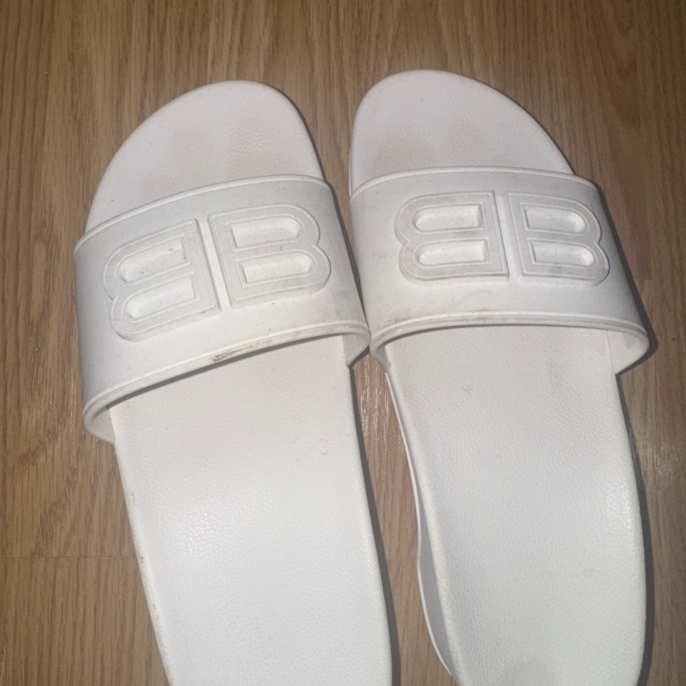 Balenciaga Ivory Logo Slides